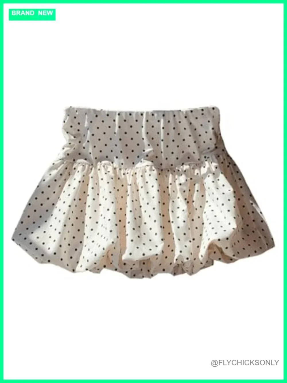 Polka Dot Bubble Skirt Low Waist Mini with Ruffle Hem High Stretch